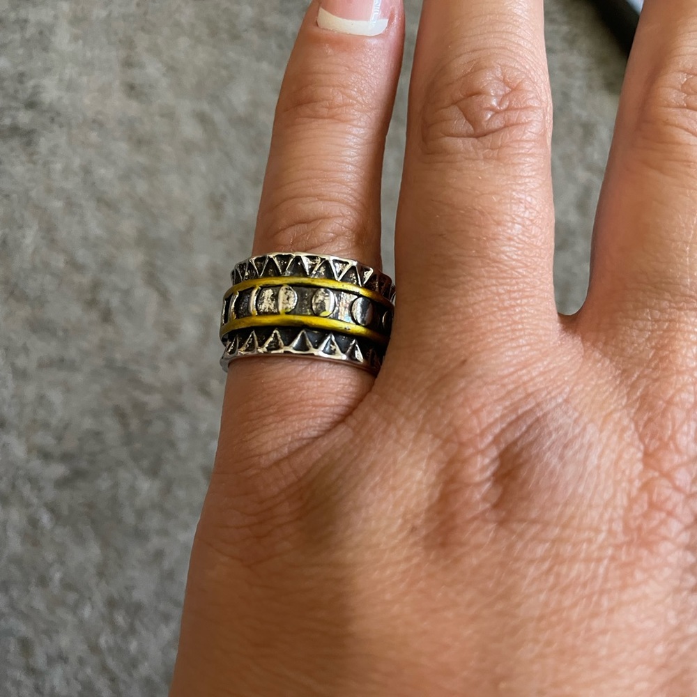 Ross-Simons Moon Phase Sterling Silver Boho Two Tone Ring With 14k